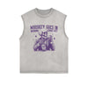 Skull Whiskey Goes In Wisdom Sleeveless Faded Tee-INNBLAC