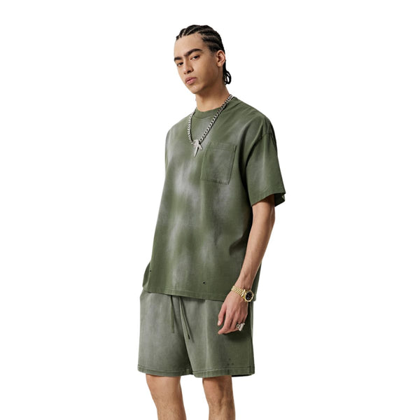 Acid Washed Distressed Pocket T Shirt 285gsm