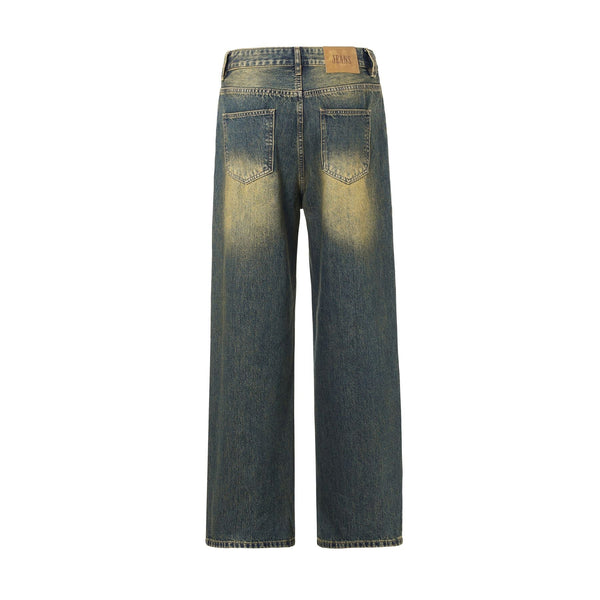Mud Dyeing Wash Denim Ripped Jeans-INNBLAC