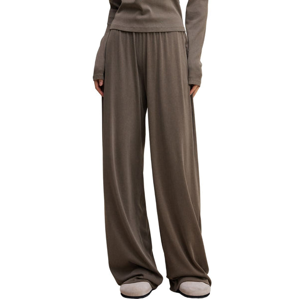 Women's Relaxed Straight Leg Ribbed Trousers