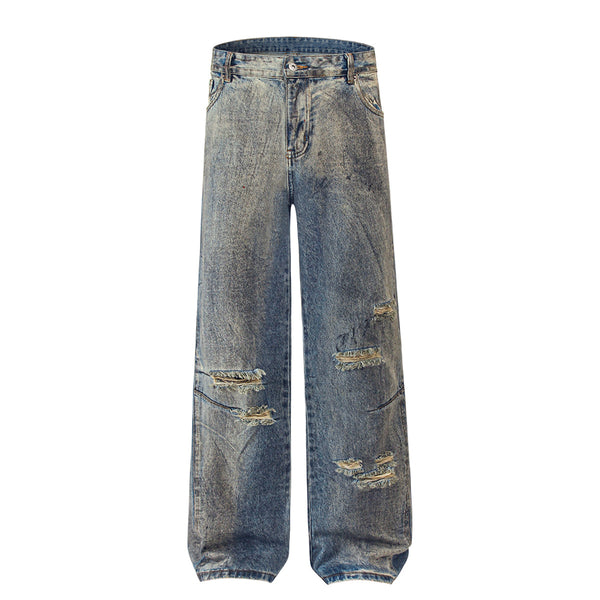Vintage Distressed Ripped Relaxed-Straight Jeans