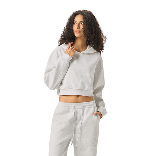 Women's Solid Color Relaxed Cropped Hoodie