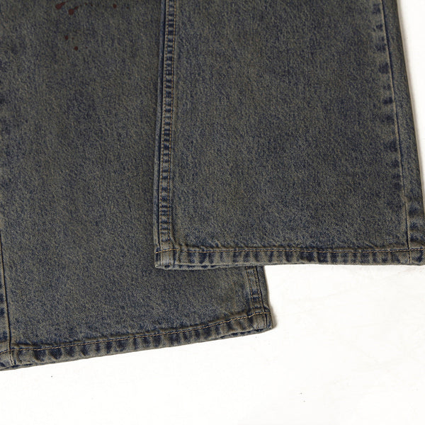 Vintage Wash Ripped Knee Loose Jeans