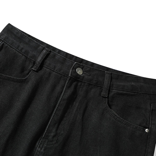 Distressed Black Ripped Flared Jeans