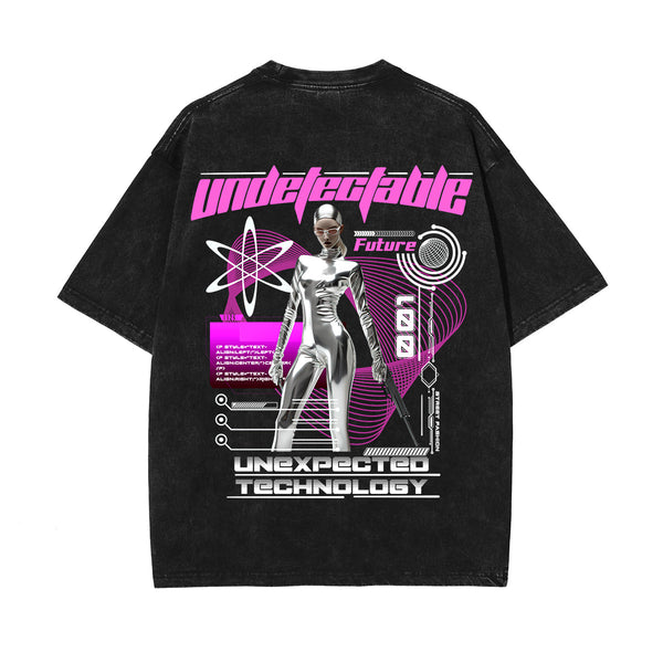 Futuristic Streetwear Chrome Graphic Tee-INNBLAC