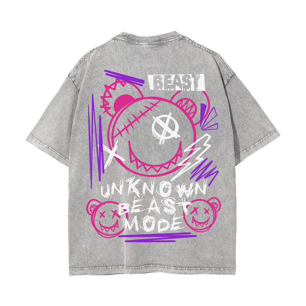 Beast Mode Graffiti Stone Wash Graphic Tee-INNBLAC