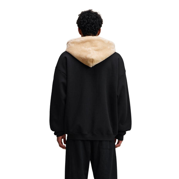 Zip-Up Loose Fit Plush-Lined Hoodie