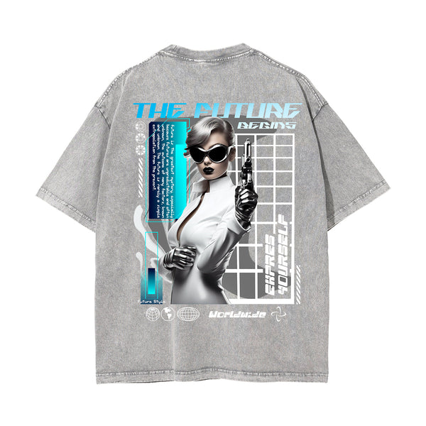 Future Streetwear Chrome Style Graphic Tee-INNBLAC