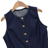 Women's Gold Button Denim Vest