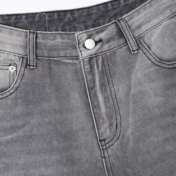 Relaxed Fit Wash Denim Gray Jeans-INNBLAC