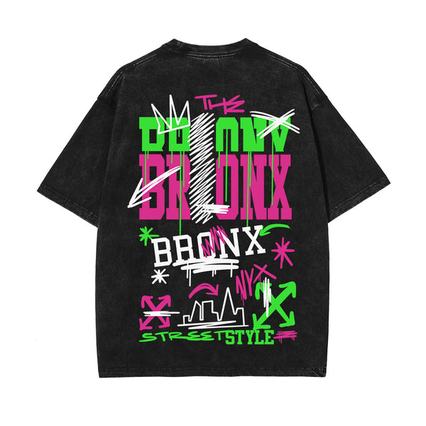 Bronx Graffiti Urban Stone Wash Graphic Tee-INNBLAC