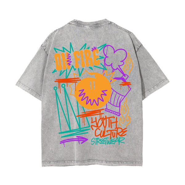 New York Graffiti Urban Graphic Washed Tee-INNBLAC