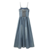A-Line Denim Spaghetti-Strap Midi Dress