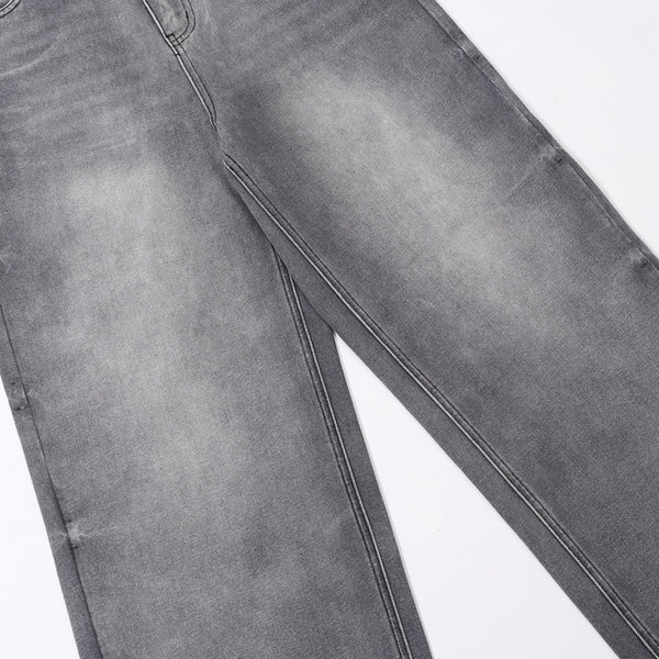 Relaxed Fit Wash Denim Gray Jeans-INNBLAC