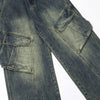 Front Seam Washed Denim Cargo Pants-INNBLAC