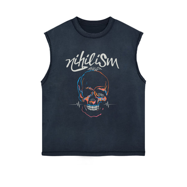 Neon Skull Sleeveless Graphic Tee-INNBLAC