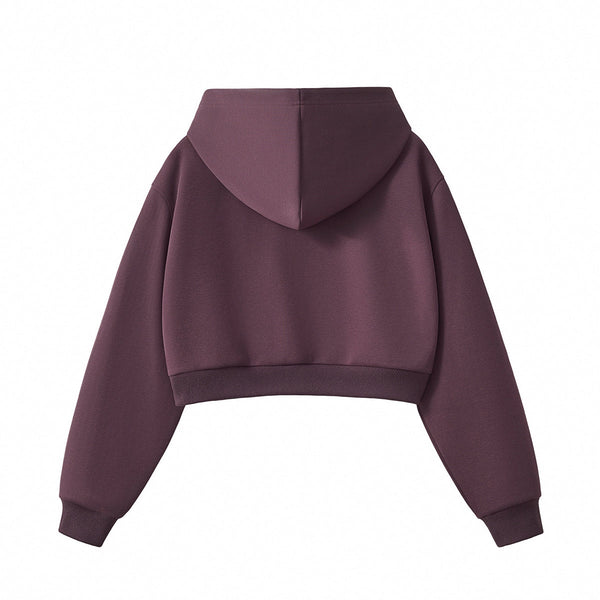 Women's Solid Color Relaxed Cropped Hoodie
