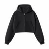 Women's Solid Zip-Front Cropped Hoodie