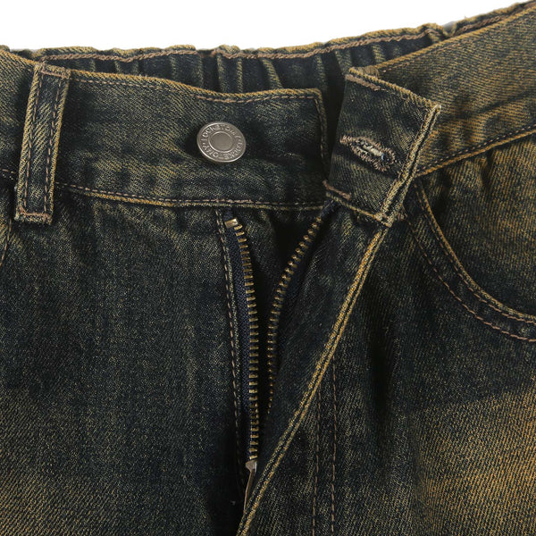 Heavy Wash Ripped Baggy Jeans-INNBLAC