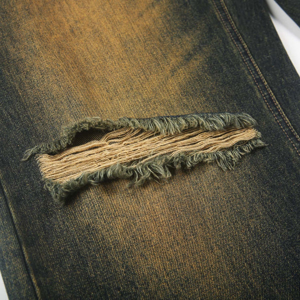 Heavy Wash Ripped Baggy Jeans-INNBLAC