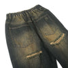 Heavy Wash Ripped Baggy Jeans-INNBLAC