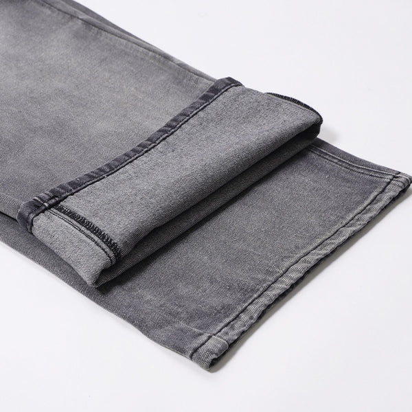 Relaxed Fit Wash Denim Gray Jeans-INNBLAC