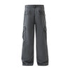 Straight Leg Cargo Denim Pants-INNBLAC