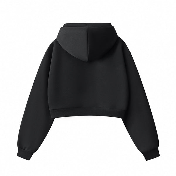 Women's Solid Color Relaxed Cropped Hoodie