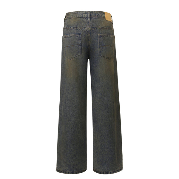 Vintage Wash Ripped Knee Loose Jeans