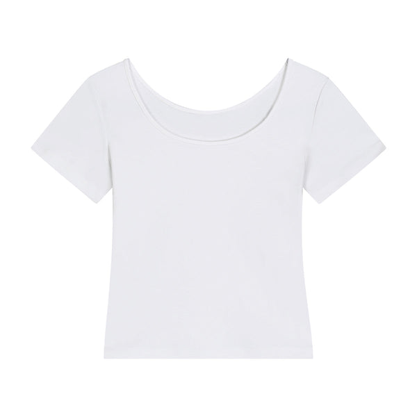 Women's Solid-Color Boat-Neck Cotton T-Shirt 6.3oz