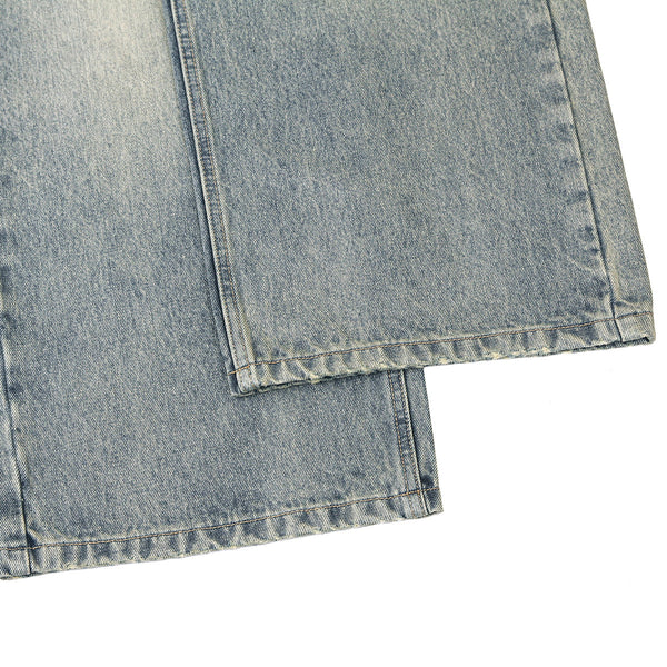 Classic Faded Blue Distressed Denim Pants