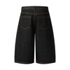 Wide Leg Embroidery Selvedge Bermuda Shorts