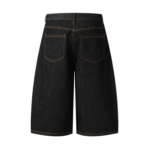 Wide Leg Embroidery Selvedge Bermuda Shorts