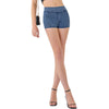 Mid-Waisted Washed Knit Denim Shorts