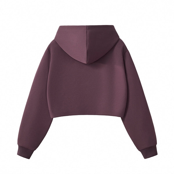 Women's Solid Zip-Front Cropped Hoodie