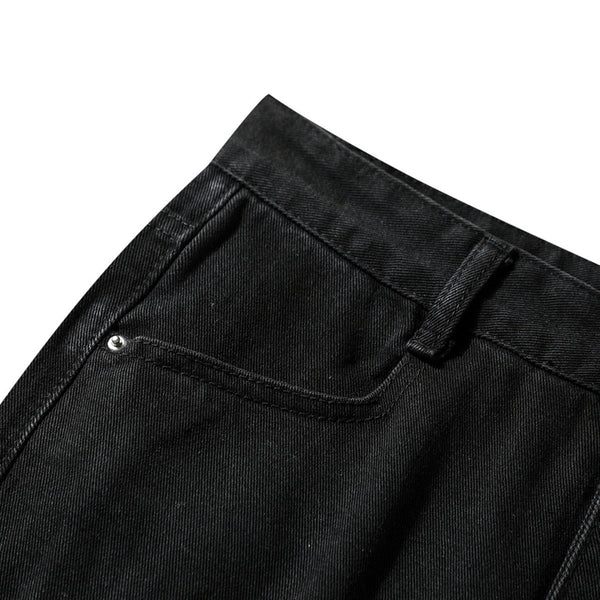 Distressed Black Ripped Flared Jeans