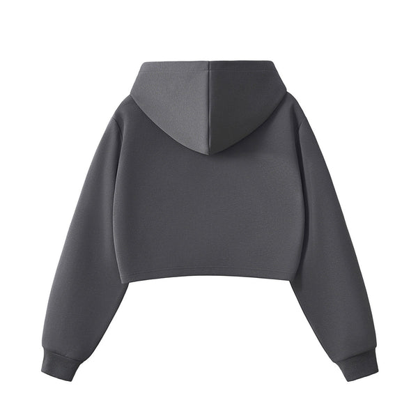 Women's Solid Zip-Front Cropped Hoodie
