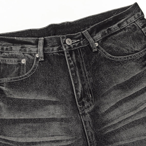 Vintage Black Wrinkle Wash Baggy Jeans