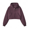 Women's Solid Zip-Front Cropped Hoodie