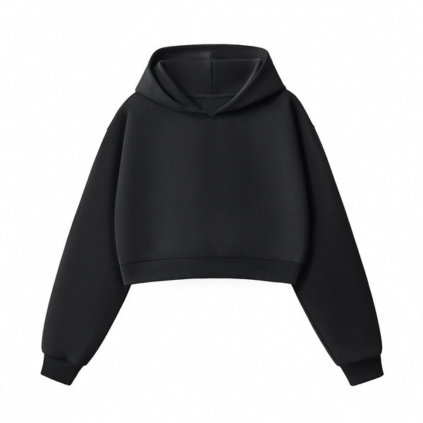 Women's Solid Color Relaxed Cropped Hoodie