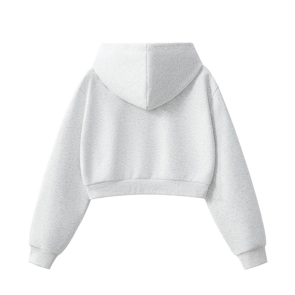 Women's Solid Color Relaxed Cropped Hoodie