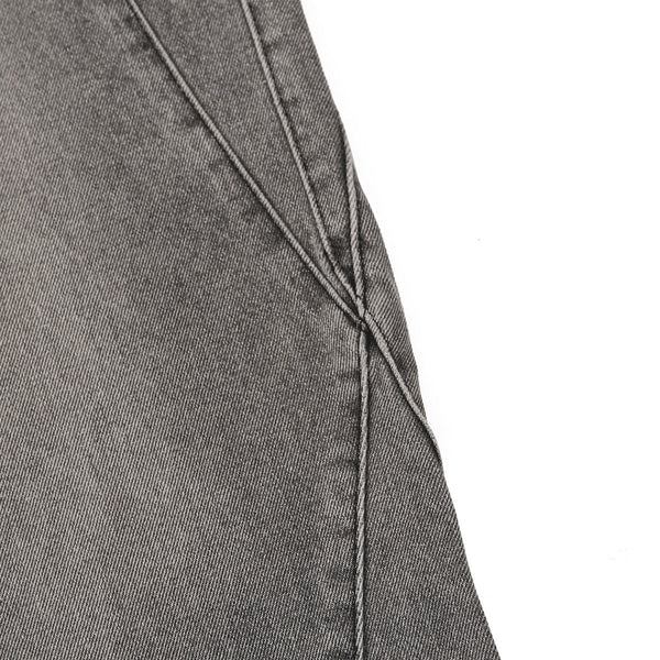 Smoky Gray Distressed Wide-Leg Jeans