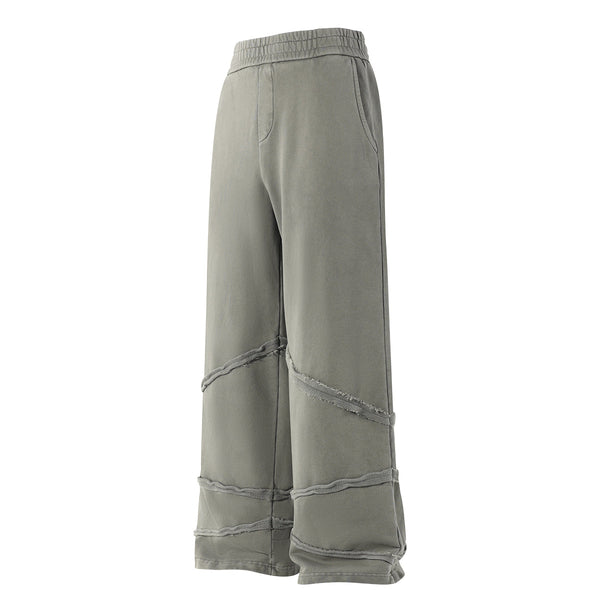 Washed Distressed Fabric Patchwork Vintage Pants