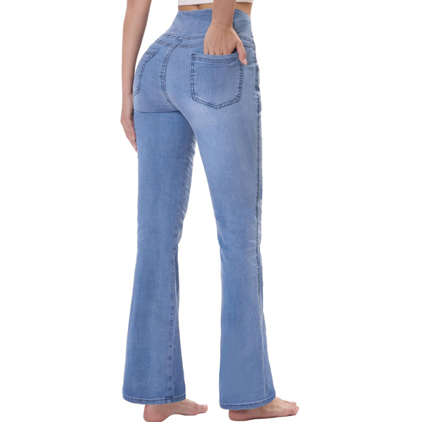 Women's Washed Stretch Knit Bootcut Jeans