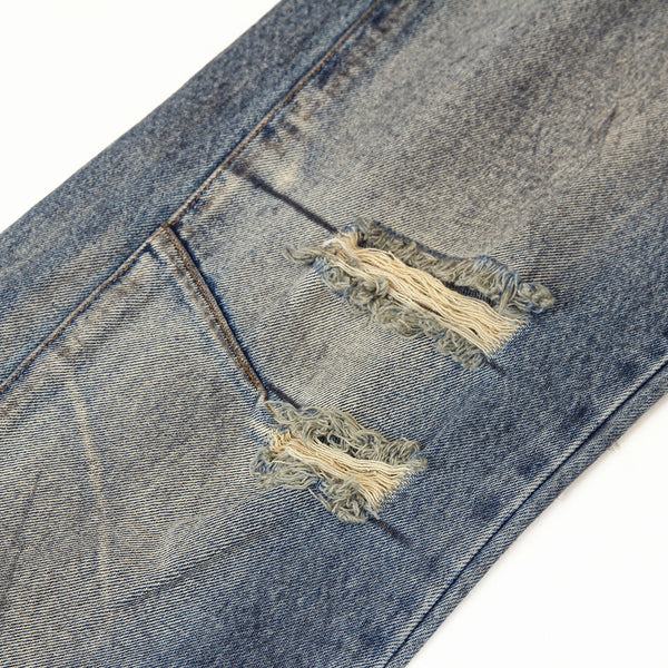 Vintage Distressed Ripped Relaxed-Straight Jeans