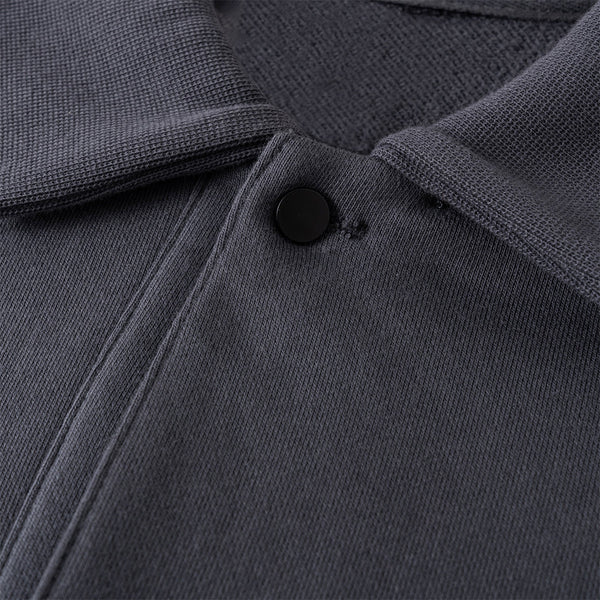 Relaxed Fit Solid Color Polo Neck Sweatshirt