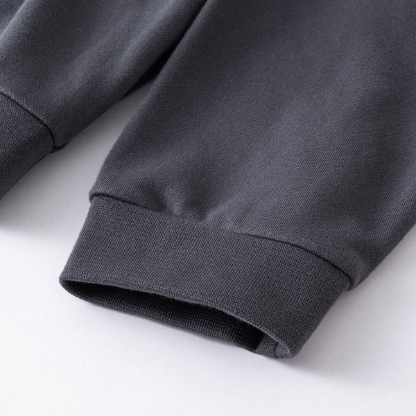 Relaxed Fit Solid Color Polo Neck Sweatshirt