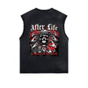 Skull Graphic Stone Wash Sleeveless Tee-INNBLAC Fashion Apparel