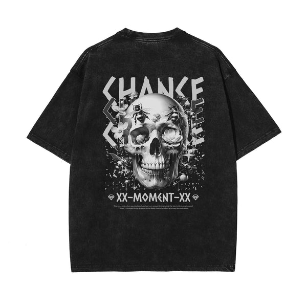 Skull Graphic Stone Wash Tee-INNBLAC