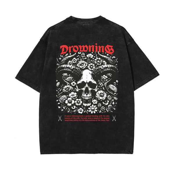 Heavyweight Washed Skull Graphic Tee-INNBLAC